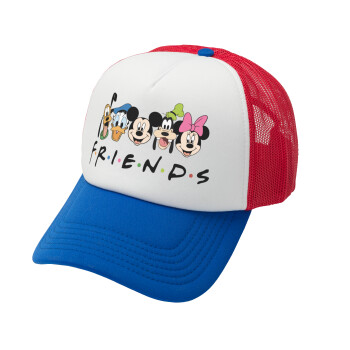 Friends characters, Καπέλο Ενηλίκων Soft Trucker με Δίχτυ Red/Blue/White (POLYESTER, ΕΝΗΛΙΚΩΝ, UNISEX, ONE SIZE)