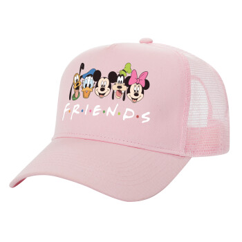 Friends characters, Structured Trucker Children's Hat, with Mesh, PINK (100% COTTON, CHILDREN'S, UNISEX, ONE SIZE)