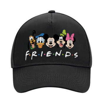 Friends characters, Καπέλο Ενηλίκων Ultimate ΜΑΥΡΟ, (100% ΒΑΜΒΑΚΕΡΟ DRILL, ΕΝΗΛΙΚΩΝ, UNISEX, ONE SIZE)