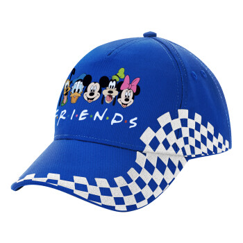 Friends characters, Adult Ultimate BLUE RACING Cap, (100% COTTON DRILL, ADULT, UNISEX, ONE SIZE)