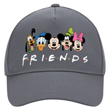 Friends characters, Ultimate Adult Hat Grey, (100% COTTON DRILL, ADULT, UNISEX, ONE SIZE)