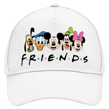 Friends characters, Καπέλο Ενηλίκων Baseball, Drill, Λευκό (100% ΒΑΜΒΑΚΕΡΟ, ΕΝΗΛΙΚΩΝ, UNISEX, ONE SIZE)