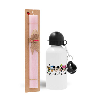 Friends characters, Easter Set, metallic aluminum bottle (500ml) & aromatic flat Easter candle (30cm) (PINK)