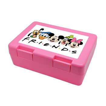 Friends characters, Παιδικό δοχείο κολατσιού ΡΟΖ 185x128x65mm (BPA free πλαστικό)