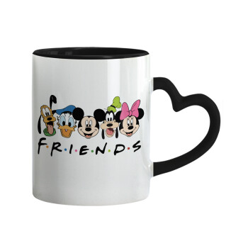 Friends characters, Mug heart black handle, ceramic, 330ml