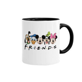 Friends characters, Κούπα χρωματιστή μαύρη, κεραμική, 330ml