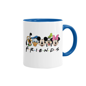 Friends characters, Κούπα χρωματιστή μπλε, κεραμική, 330ml