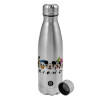 Metallic water bottle, stainless steel, 750ml