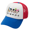 Adult Soft Trucker Hat with Red/Blue/White Mesh (POLYESTER, ADULT, UNISEX, ONE SIZE)