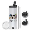 Travel Tumbler 2 Lids, with metal straw & cleaning brush (Stainless steel 304 Food grade, BPA free, 600ml)