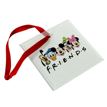 Friends characters, Christmas ornament, glass square ornament 9x9cm