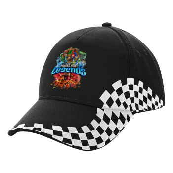 Minecraft legends, Adult Ultimate BLACK RACING Cap, (100% COTTON DRILL, ADULT, UNISEX, ONE SIZE)