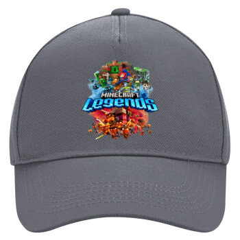 Minecraft legends, Ultimate Adult Hat Grey, (100% COTTON DRILL, ADULT, UNISEX, ONE SIZE)