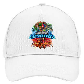 Minecraft legends, Adult Baseball Cap, Drill, White (100% COTTON, ADULT, UNISEX, ONE SIZE)