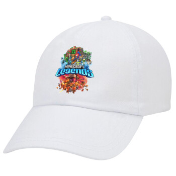 Minecraft legends, Adult Baseball Cap White 5-panel (POLYESTER, ADULT, UNISEX, ONE SIZE)