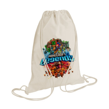 Minecraft legends, Backpack bag GYMBAG natural (28x40cm)