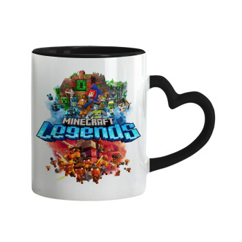 Minecraft legends, Mug heart black handle, ceramic, 330ml