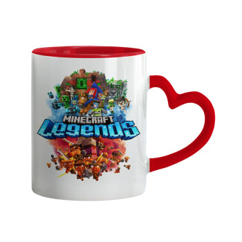 Minecraft legends, Mug heart red handle, ceramic, 330ml