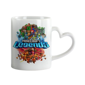 Minecraft legends, Mug heart handle, ceramic, 330ml