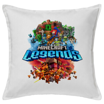 Minecraft legends, Μαξιλάρι καναπέ ΛΕΥΚΟ 100% βαμβάκι, περιέχεται το γέμισμα (50x50cm)