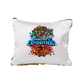 Minecraft legends, Sequin Gold Pouch Cosmetic Bag