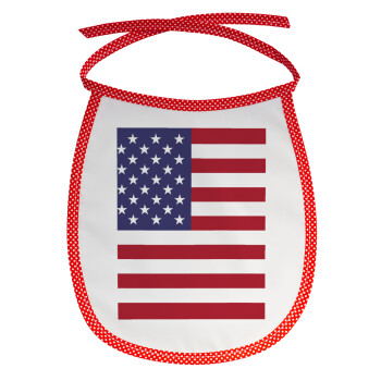 USA Flag, Σαλιάρα μωρού αλέκιαστη με κορδόνι Κόκκινη