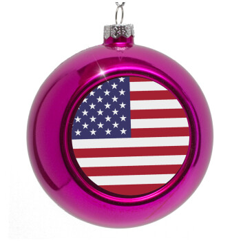 USA Flag, Purple Christmas tree ornament bauble 8cm