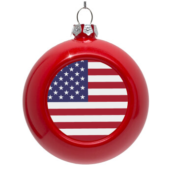 USA Flag, Red Christmas tree ornament bauble 8cm