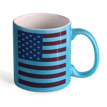 USA Flag, Κούπα Σιέλ Glitter που γυαλίζει, κεραμική, 330ml