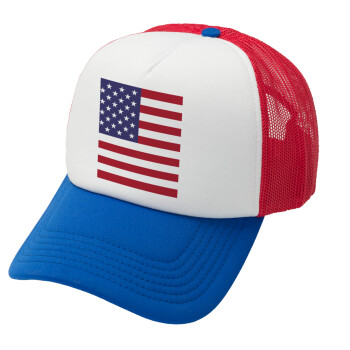 USA Flag, Καπέλο Ενηλίκων Soft Trucker με Δίχτυ Red/Blue/White (POLYESTER, ΕΝΗΛΙΚΩΝ, UNISEX, ONE SIZE)