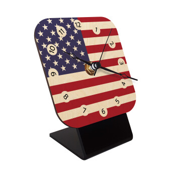 Σημαία Αμερικής, Επιτραπέζιο ρολόι σε φυσικό ξύλο (10cm)