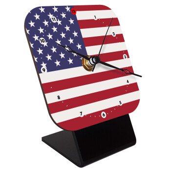 Σημαία Αμερικής, Επιτραπέζιο ρολόι ξύλινο με δείκτες (10cm)