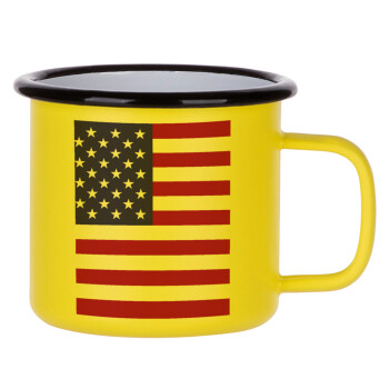 USA Flag, Metallic enamel MATT Yellow cup 360ml