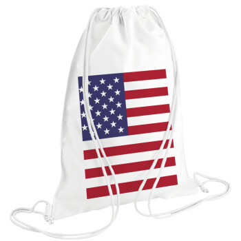 USA Flag, Backpack pouch GYMBAG white (28x40cm)