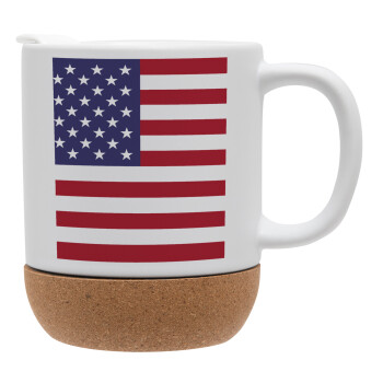 USA Flag, Ceramic coffee mug Cork (MAT), 330ml (1pcs)