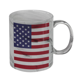 USA Flag, Mug ceramic marble style, 330ml