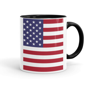 USA Flag, Mug colored black, ceramic, 330ml