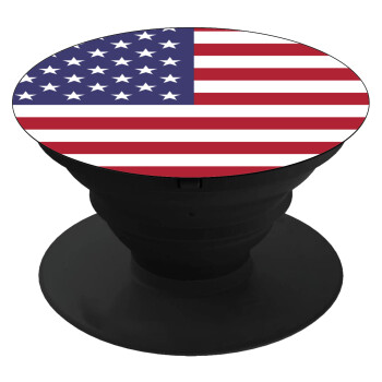 USA Flag, Phone Holders Stand  Black Hand-held Mobile Phone Holder