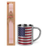 Easter Set, metallic thermal cup (300ml) & aromatic flat Easter candle (30cm) (PINK)