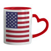 Mug heart red handle, ceramic, 330ml