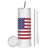 Tumbler stainless steel 600ml, with metal straw & cleaning brush