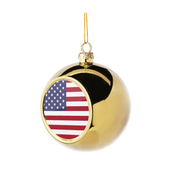 USA Flag, Χριστουγεννιάτικη μπάλα δένδρου Χρυσή 8cm