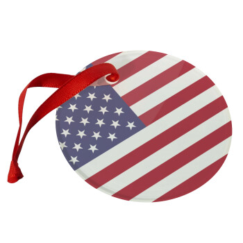 USA Flag, Χριστουγεννιάτικο στολίδι γυάλινο 9cm