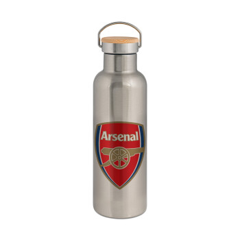 Arsenal, Stainless steel Silver with wooden lid (bamboo), double wall, 750ml
