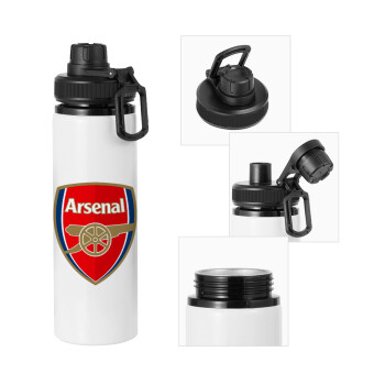 Arsenal, Metal water bottle with safety cap, aluminum 850ml