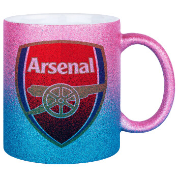 Arsenal, Κούπα Χρυσή/Μπλε Glitter, κεραμική, 330ml