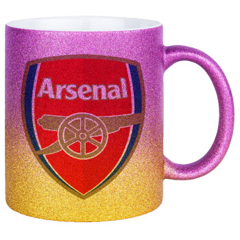 Arsenal, Κούπα Χρυσή/Ροζ Glitter, κεραμική, 330ml