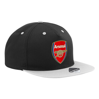 Arsenal, Adult Flat Snapback Hat Black/Grey, (100% COTTON TWILL, ADULT, UNISEX, ONE SIZE)