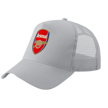 Arsenal, Adult Structured Trucker Hat, with Mesh, GRAY (100% COTTON, ADULT, UNISEX, ONE SIZE)