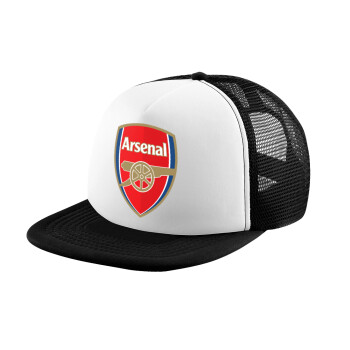 Arsenal, Καπέλο παιδικό Soft Trucker με Δίχτυ ΜΑΥΡΟ/ΛΕΥΚΟ (POLYESTER, ΠΑΙΔΙΚΟ, ONE SIZE)